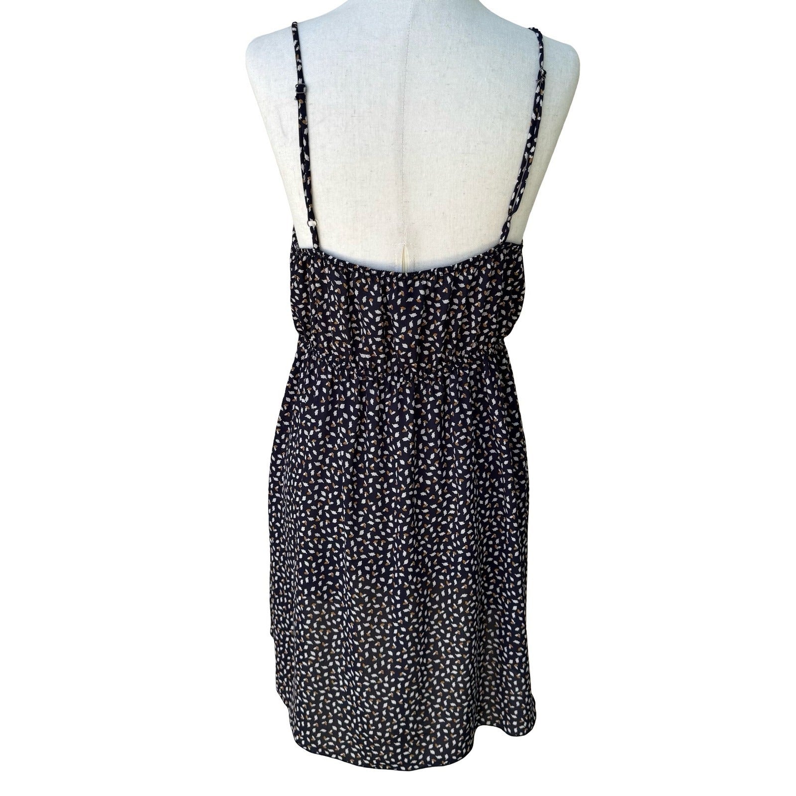7DAYWKND Boho Whimsigoth Ditsy Floral Mini Dress V-Neck Festival Summer Navy L