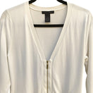 Switch Grace Elements White Cardigan Zipper Accents Pockets 3/4 Sleeve Lightweight Knit L 2 image