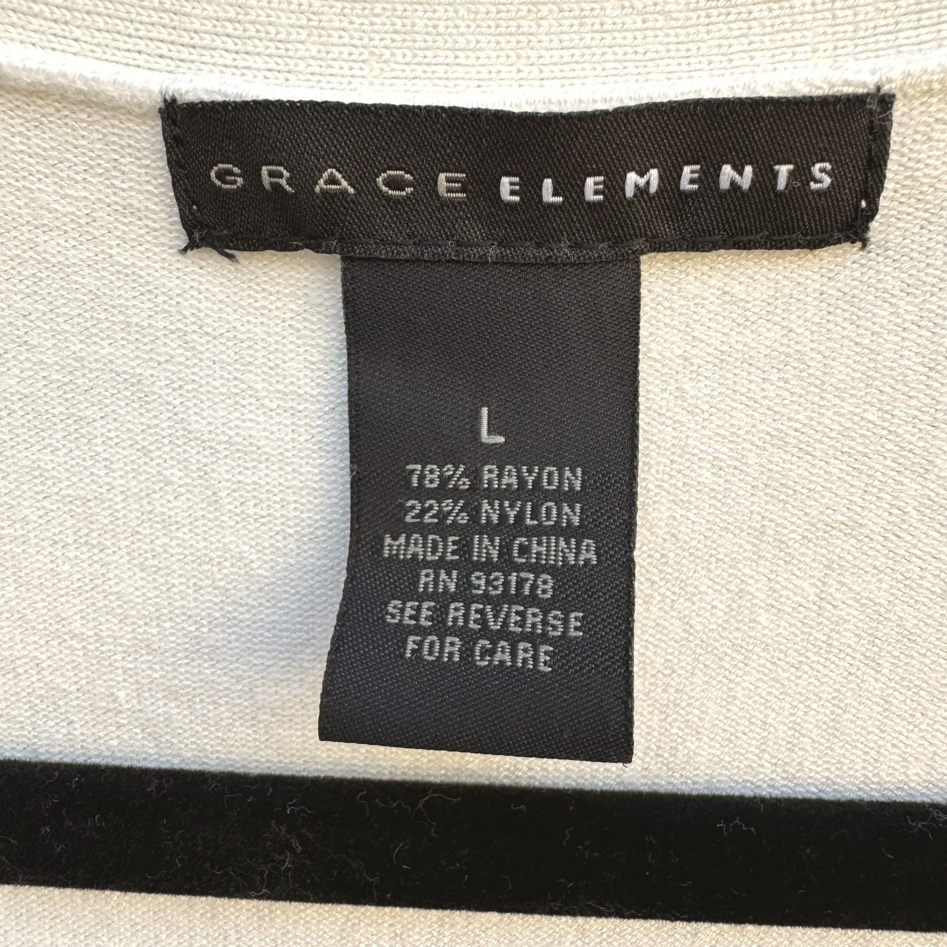 Grace Elements White Cardigan Zipper Accents Pockets 3/4 Sleeve Lightweight Knit L