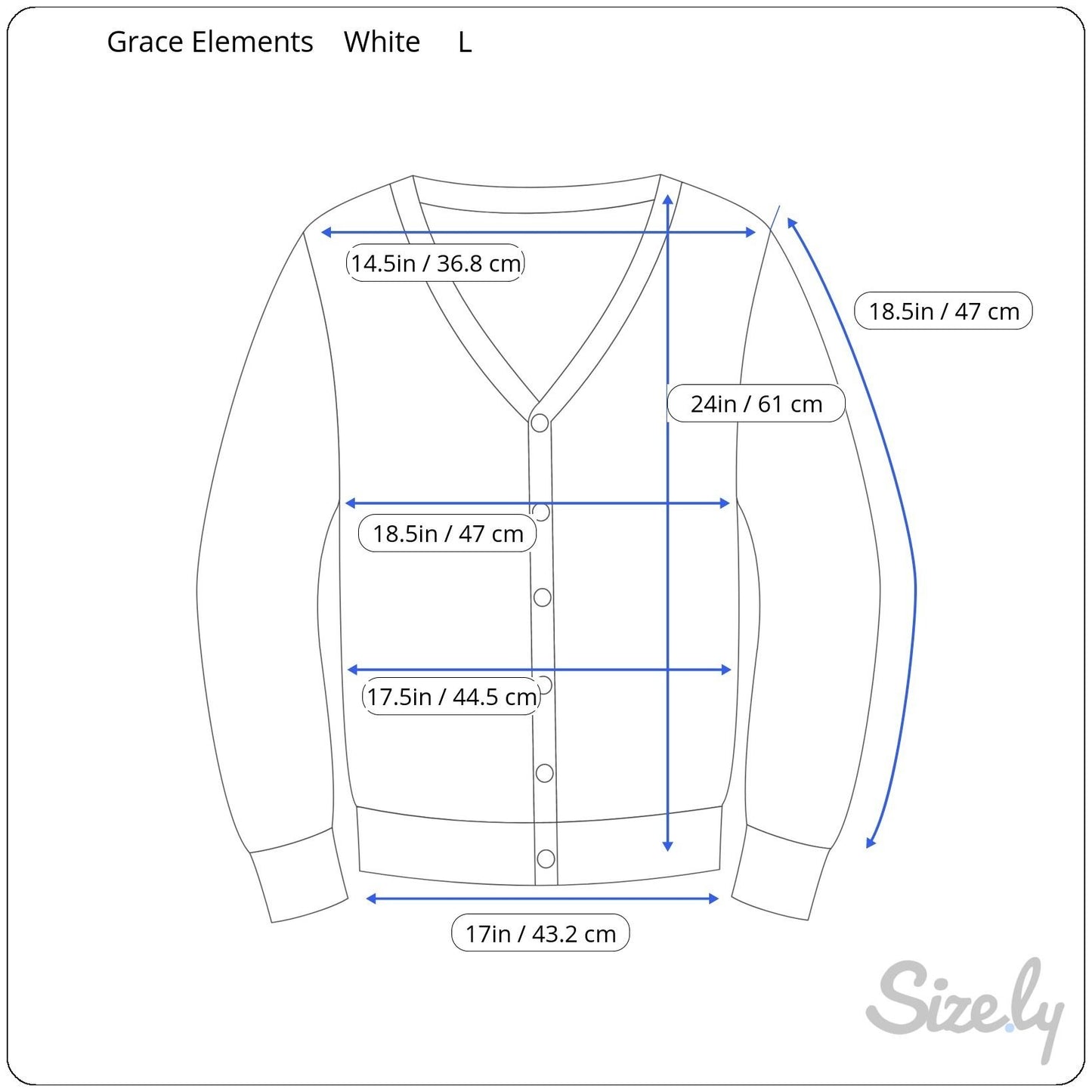 Grace Elements White Cardigan Zipper Accents Pockets 3/4 Sleeve Lightweight Knit L