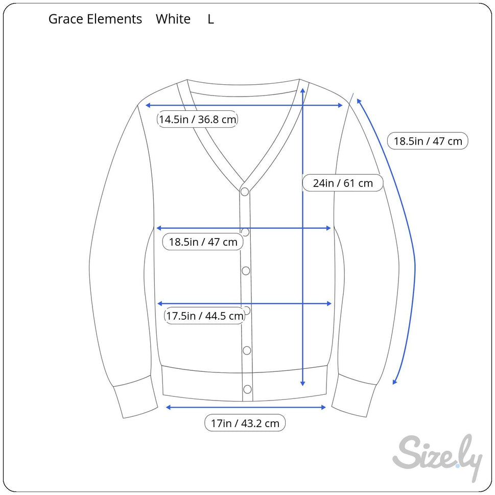 Grace Elements White Cardigan Zipper Accents Pockets 3/4 Sleeve Lightweight Knit L