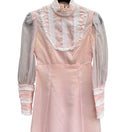 Switch Vintage 70s Victorian Style Pink Swiss Dot Lace Maxi Dress High Neck Long Sleeve 2 image