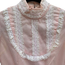 Switch Vintage 70s Victorian Style Pink Swiss Dot Lace Maxi Dress High Neck Long Sleeve 3 image