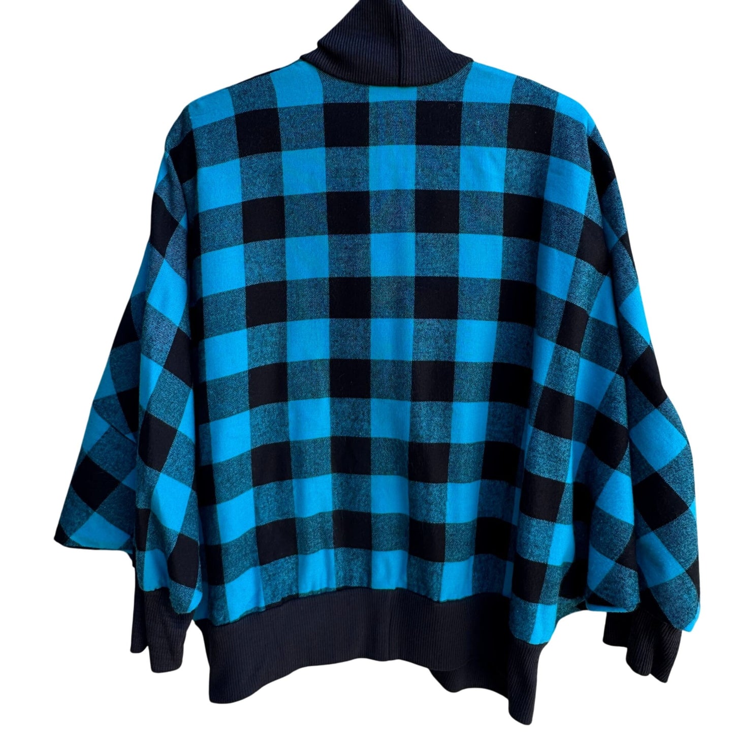 Face To Face Vintage Black Buffalo Plaid Batwing Double Breasted Cardigan Jacket