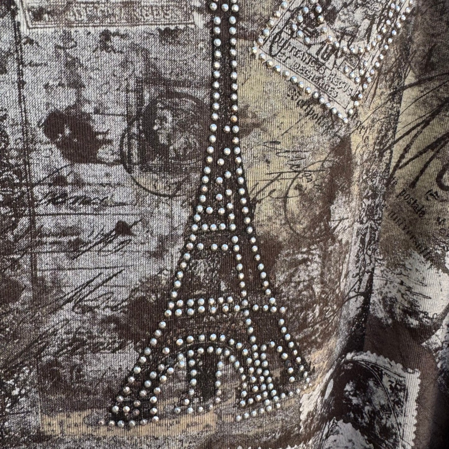 Blue Canyon Paris Eiffel Tower Boho French Cottagecore Rhinestone Graphic Tee 3X