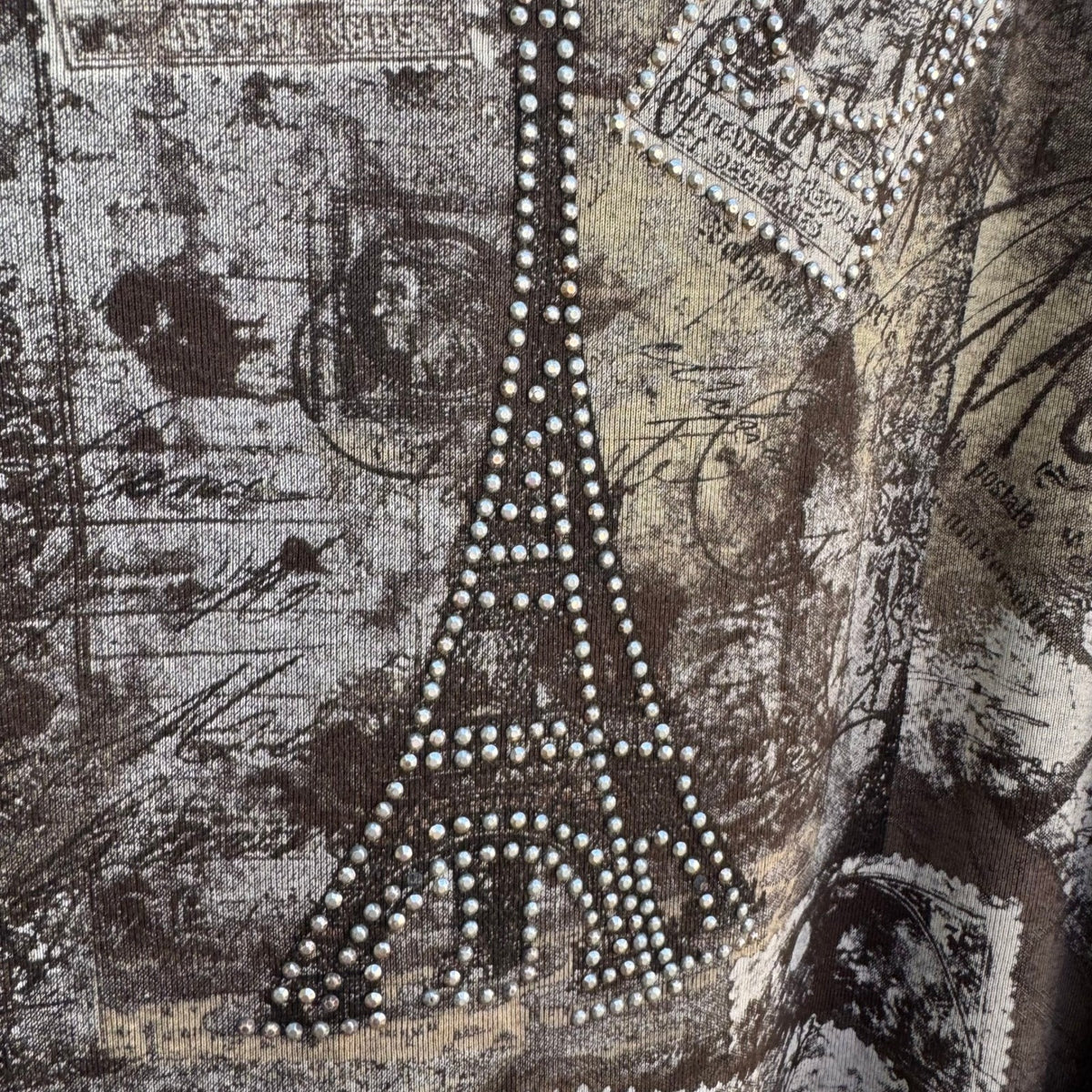 Blue Canyon Paris Eiffel Tower Boho French Cottagecore Rhinestone Graphic Tee 3X