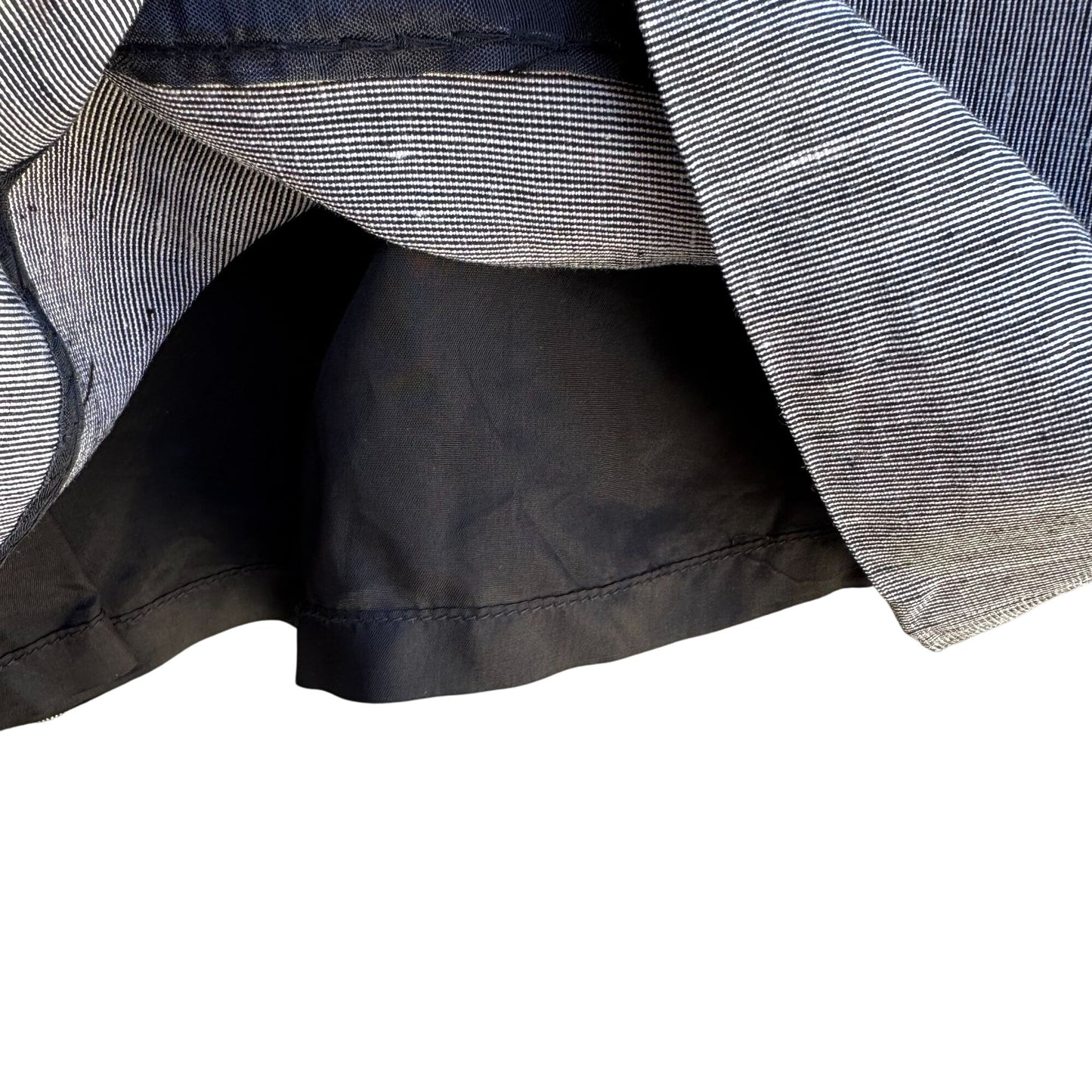 Tahari Vintage Womens Gray Pinstripe Linen Blend Lined Pleat Waist Pencil Skirt 4