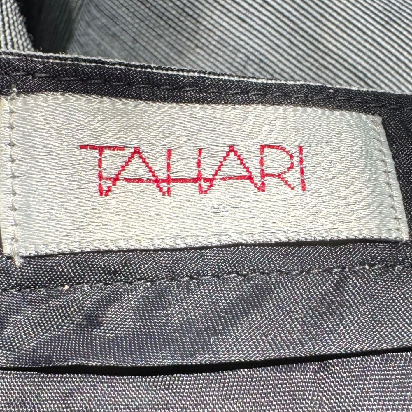 Tahari Vintage Womens Gray Pinstripe Linen Blend Lined Pleat Waist Pencil Skirt 4