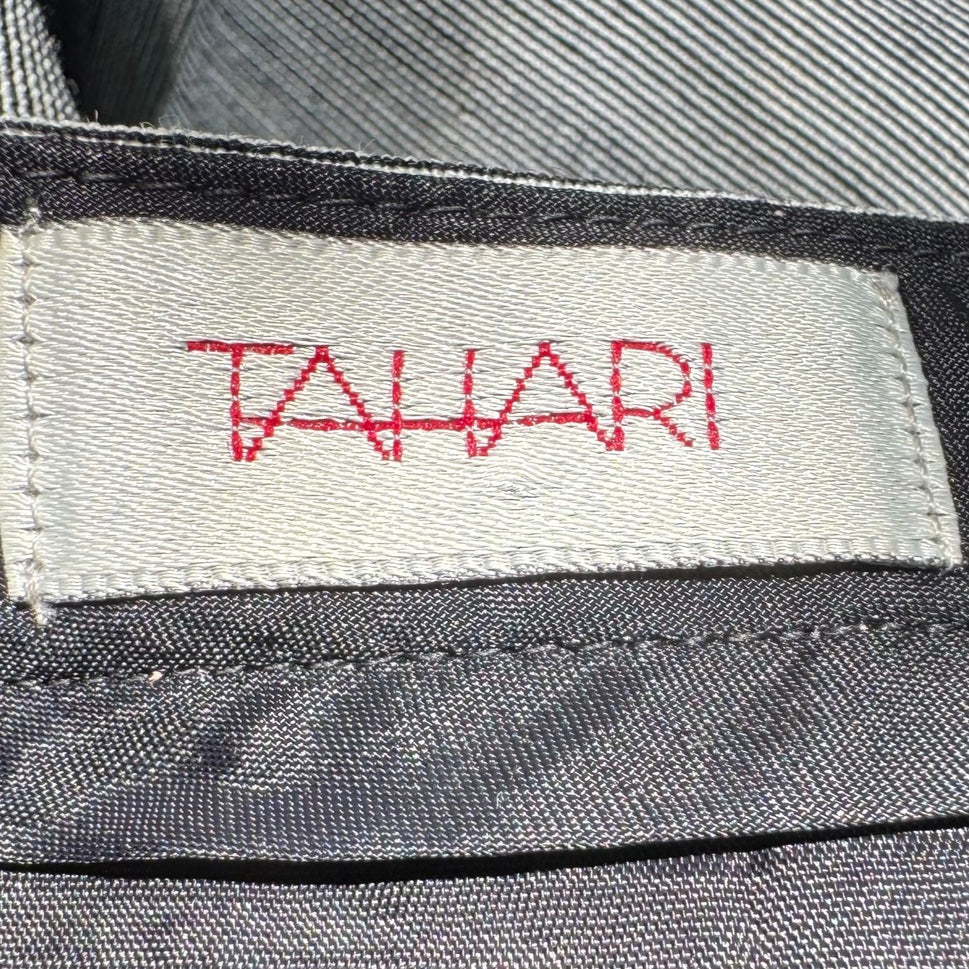 Tahari Vintage Womens Gray Pinstripe Linen Blend Lined Pleat Waist Pencil Skirt 4