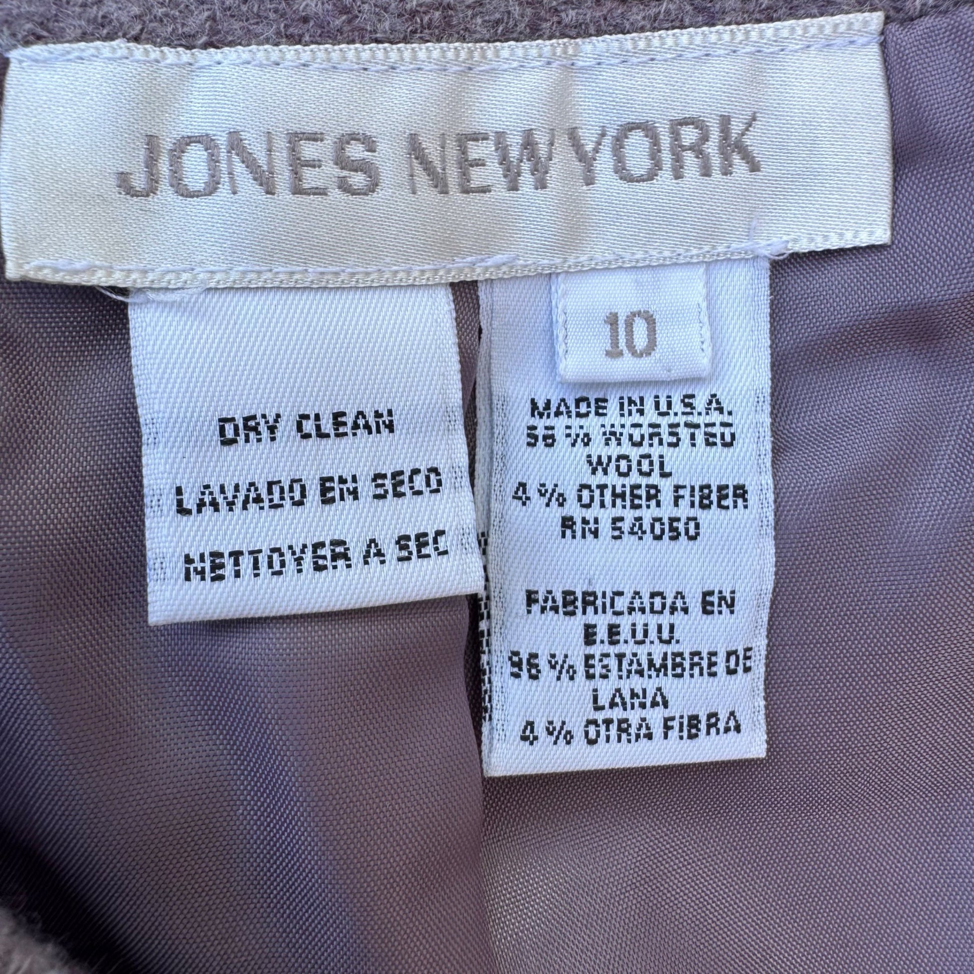 Jones New York Vintage Preppy Lilac Wool Back Zip Pencil Skirt 10 Old Money