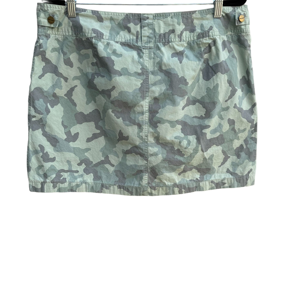 Daisy Fuentes Camo Print Womens Front Pockets Adjustable Waist Mini Skirt 14