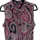 Switch Tommy Hilfiger Womens Pink Black Paisley Sleeveless Button Up Blouse Psychedelic 3 image