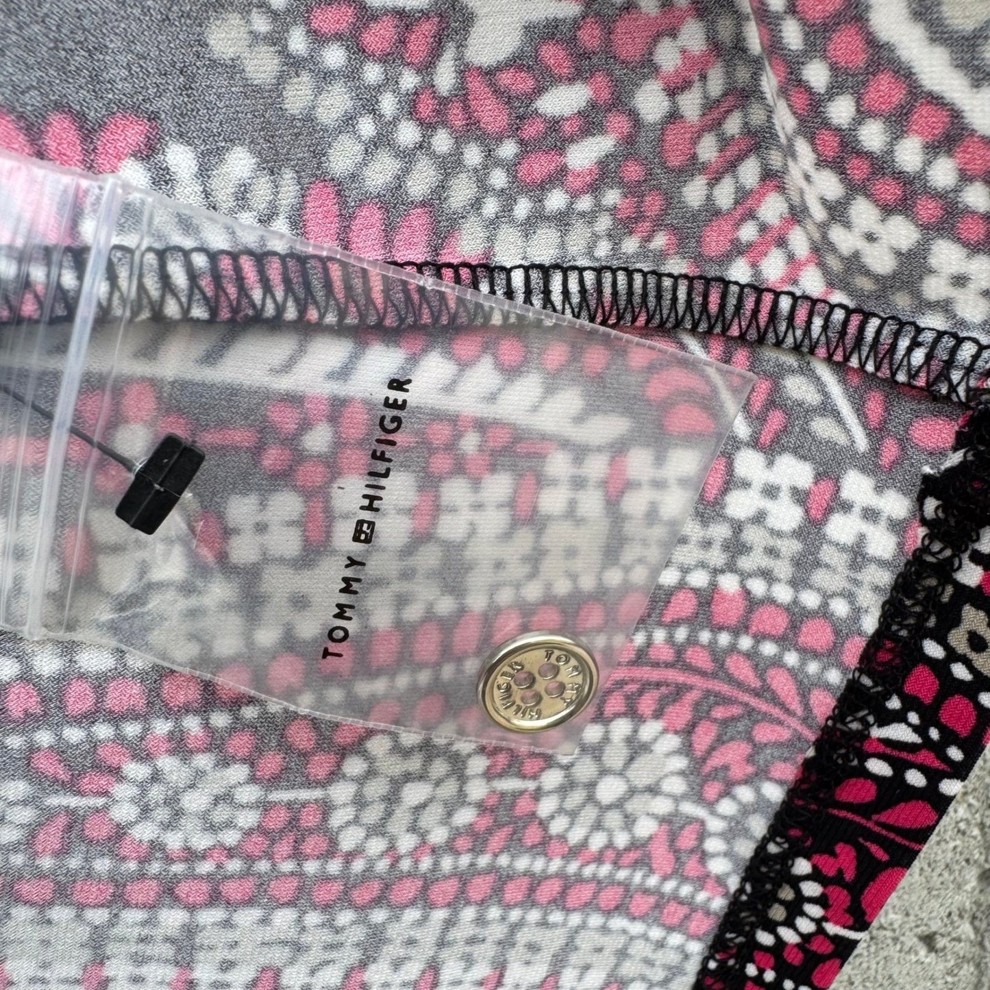 Tommy Hilfiger Womens Pink Black Paisley Sleeveless Button Up Blouse Psychedelic