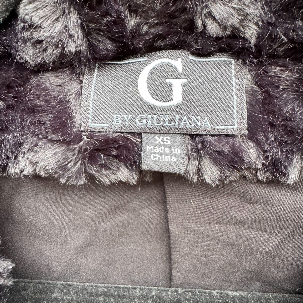 G By Giuliana Glam Black Faux Fur Drape Lined Super Soft Vest Soft Womens XS