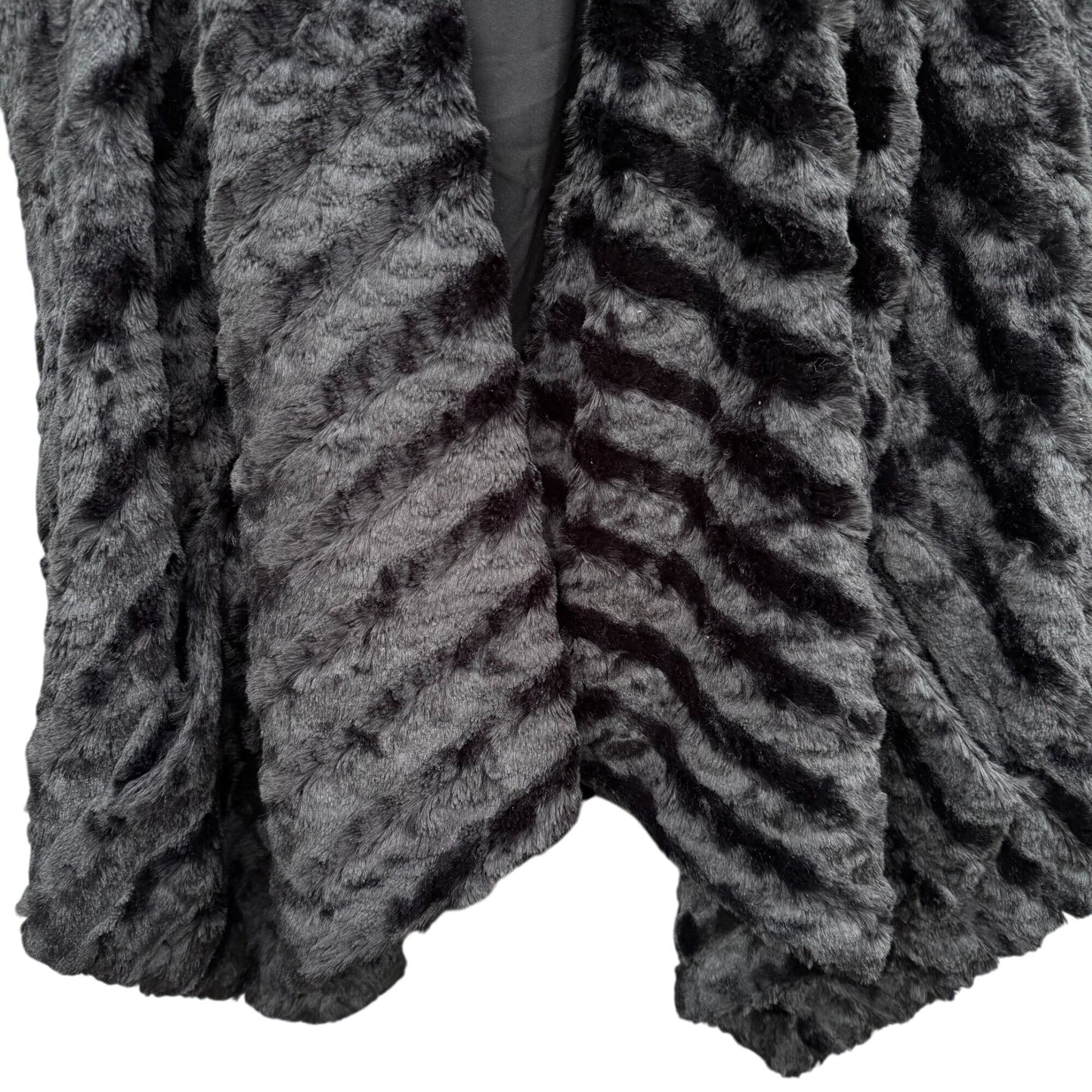 G By Giuliana Glam Black Faux Fur Drape Lined Super Soft Vest Soft Womens XS