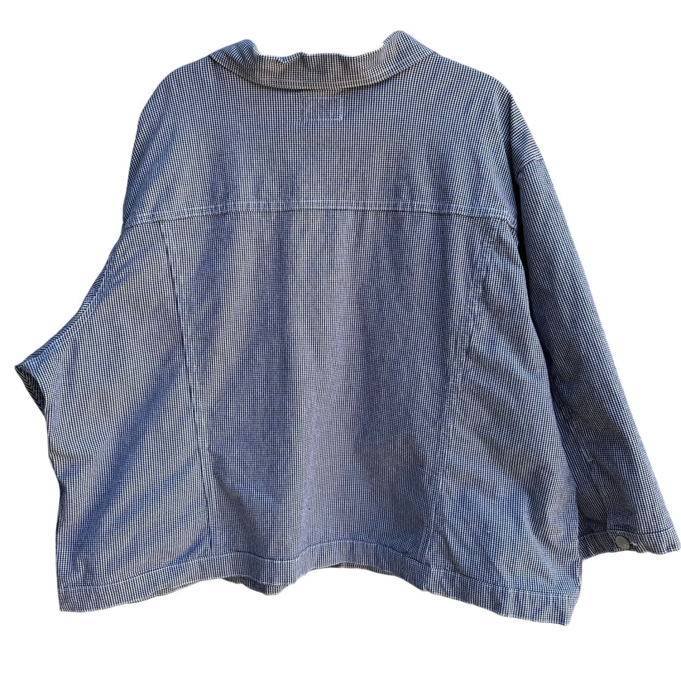 CST Blues Vintage Womens Gingham Button-Front Stretch Preppy Cropped Jacket 28