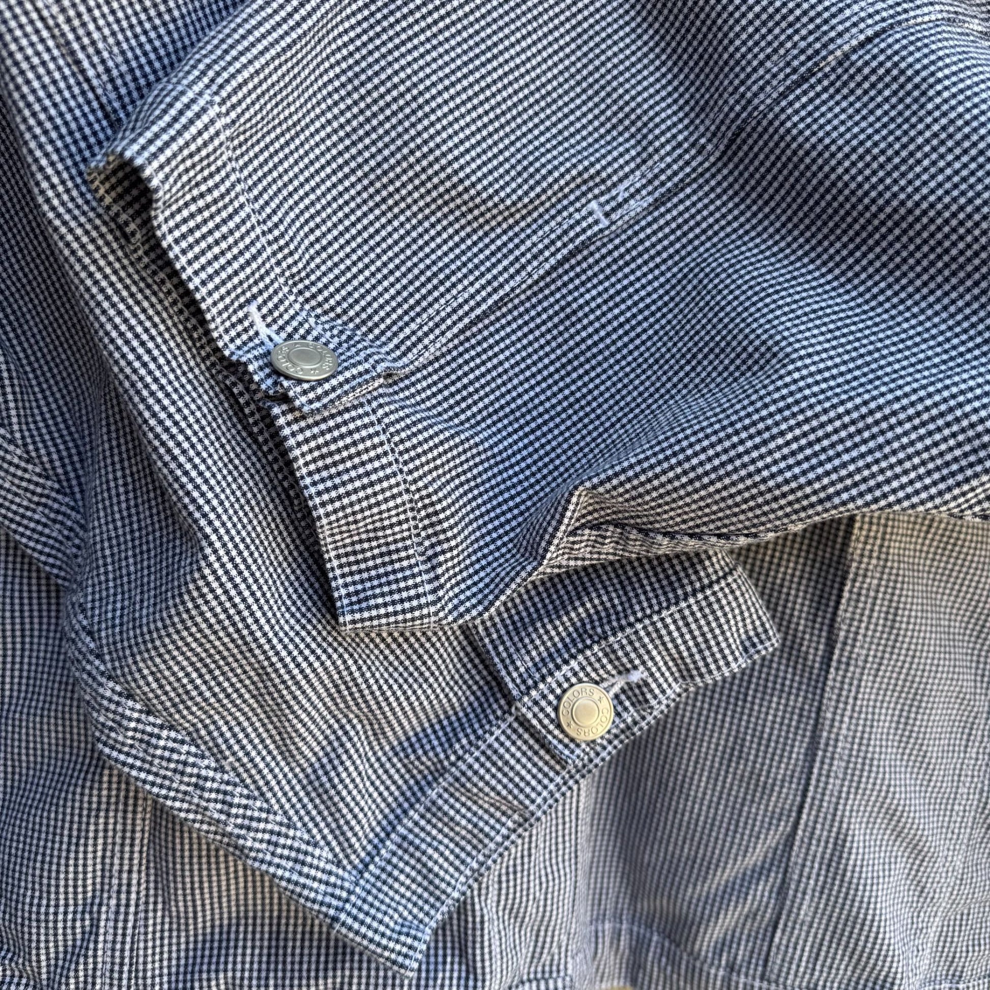 CST Blues Vintage Womens Gingham Button-Front Stretch Preppy Cropped Jacket 28