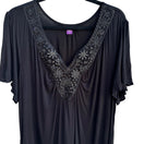 Switch Beverly Drive Womens Beaded Embroidered Lace Flowy Black V Neck Tunic Top 3X 2 image