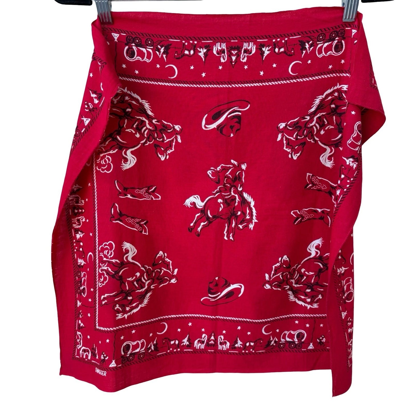 Swagger Vintage 50s Red Western Bronco Chuck Wagon Cotton Bandana Neckerchief