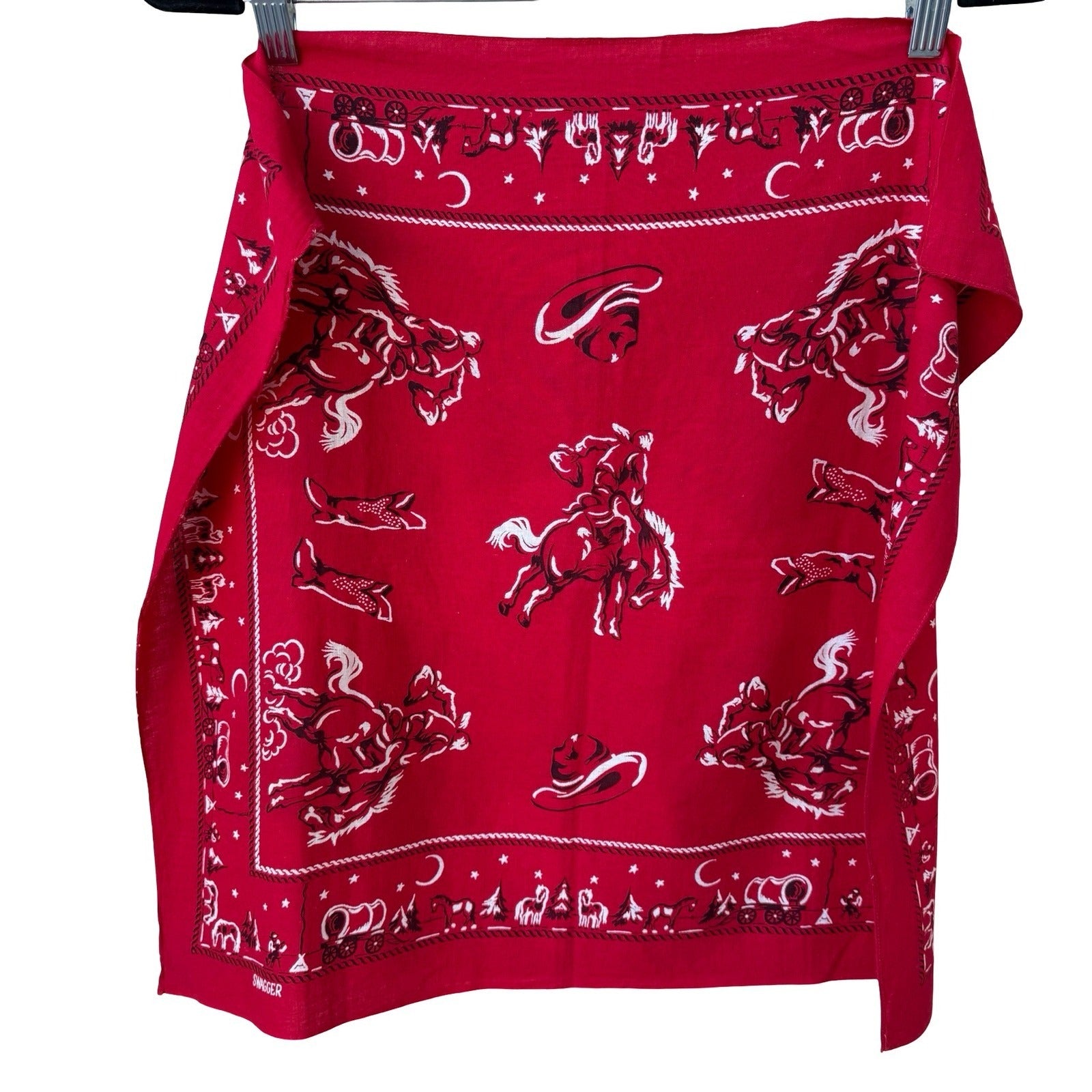 Swagger Vintage 50s Red Western Bronco Chuck Wagon Cotton Bandana Neckerchief
