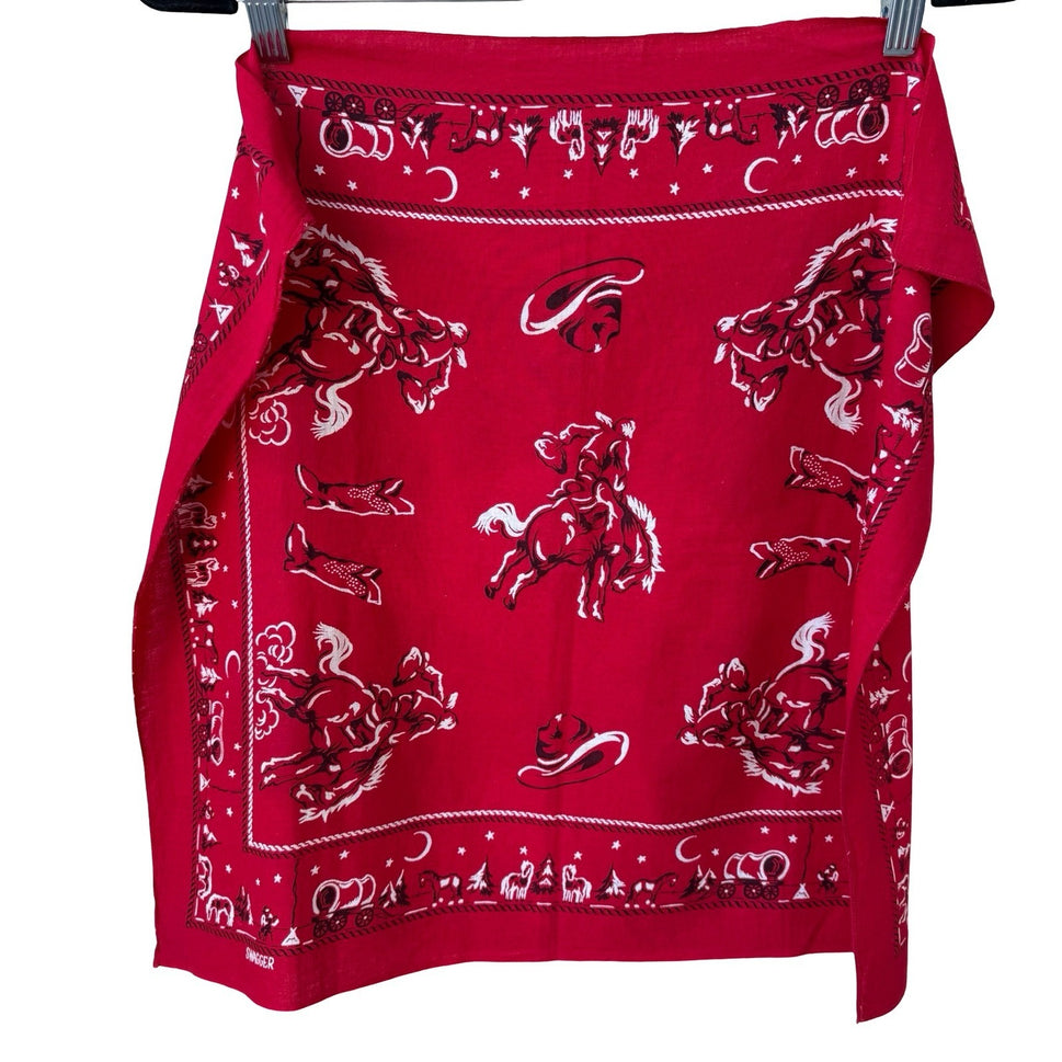 Swagger Vintage 50s Red Western Bronco Chuck Wagon Cotton Bandana Neckerchief