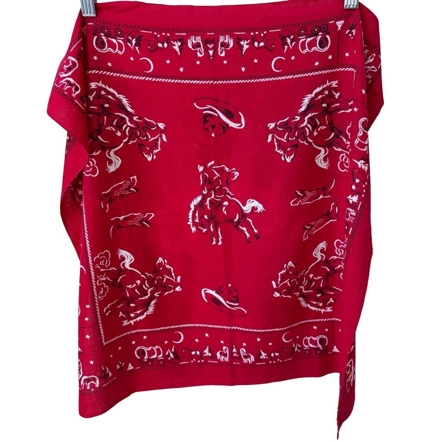 Swagger Vintage 50s Red Western Bronco Chuck Wagon Cotton Bandana Neckerchief