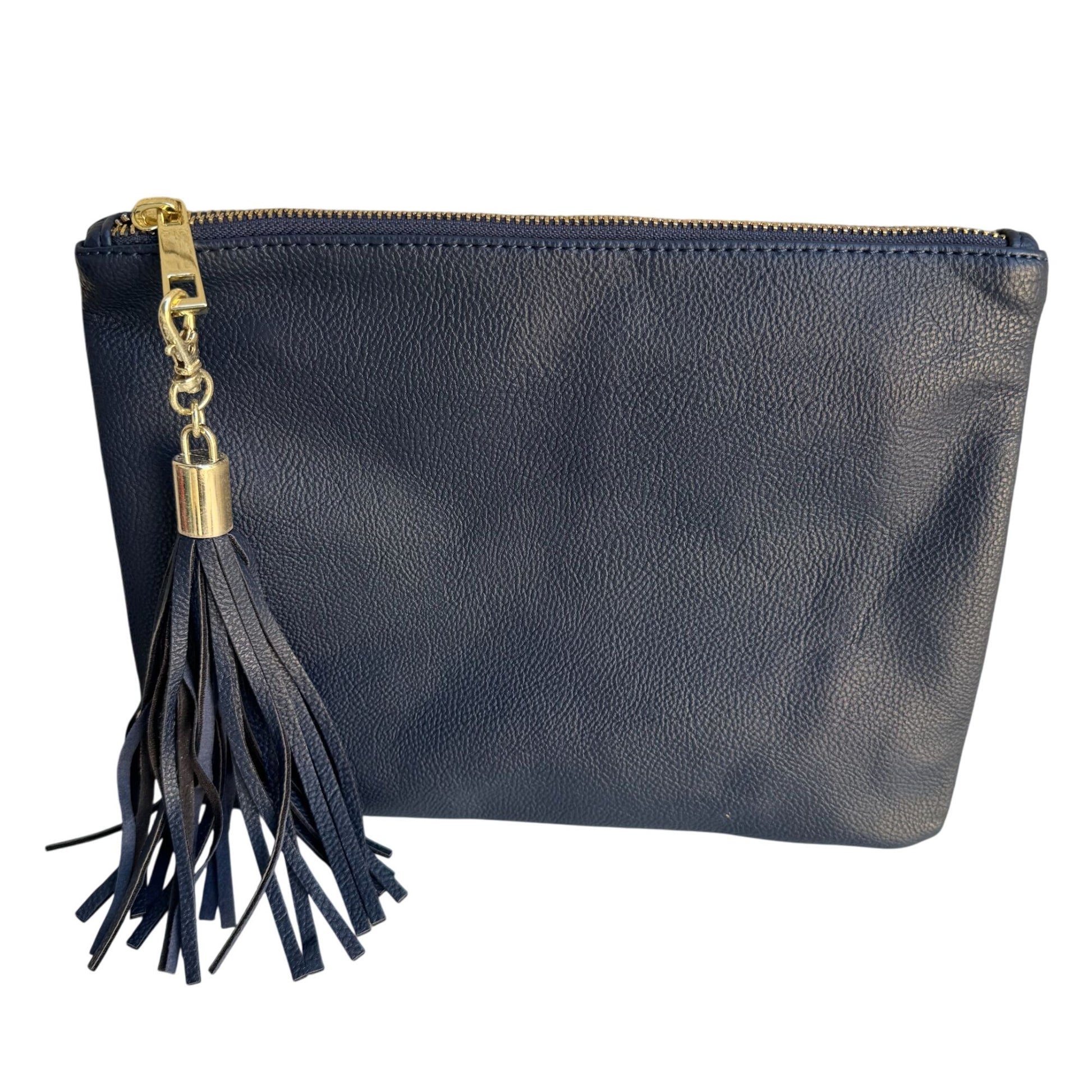 Merona Navy Blue Merona Faux Leather Detachable Tassel Gold Hardware Zip Pouch