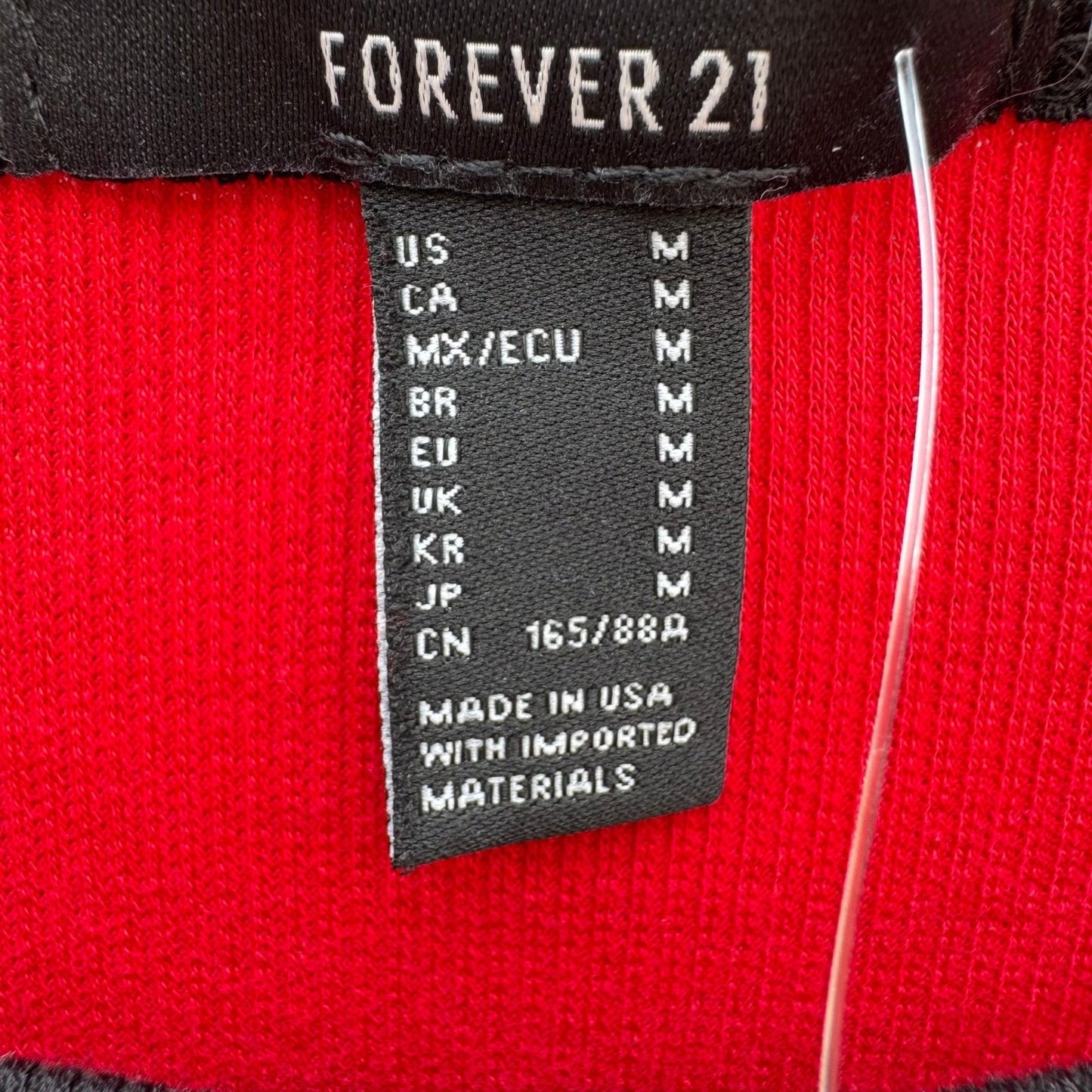 Forever 21 Pop and Play Red Ribbed Long Sleeve Ringer Tee Shirt Womens Med New