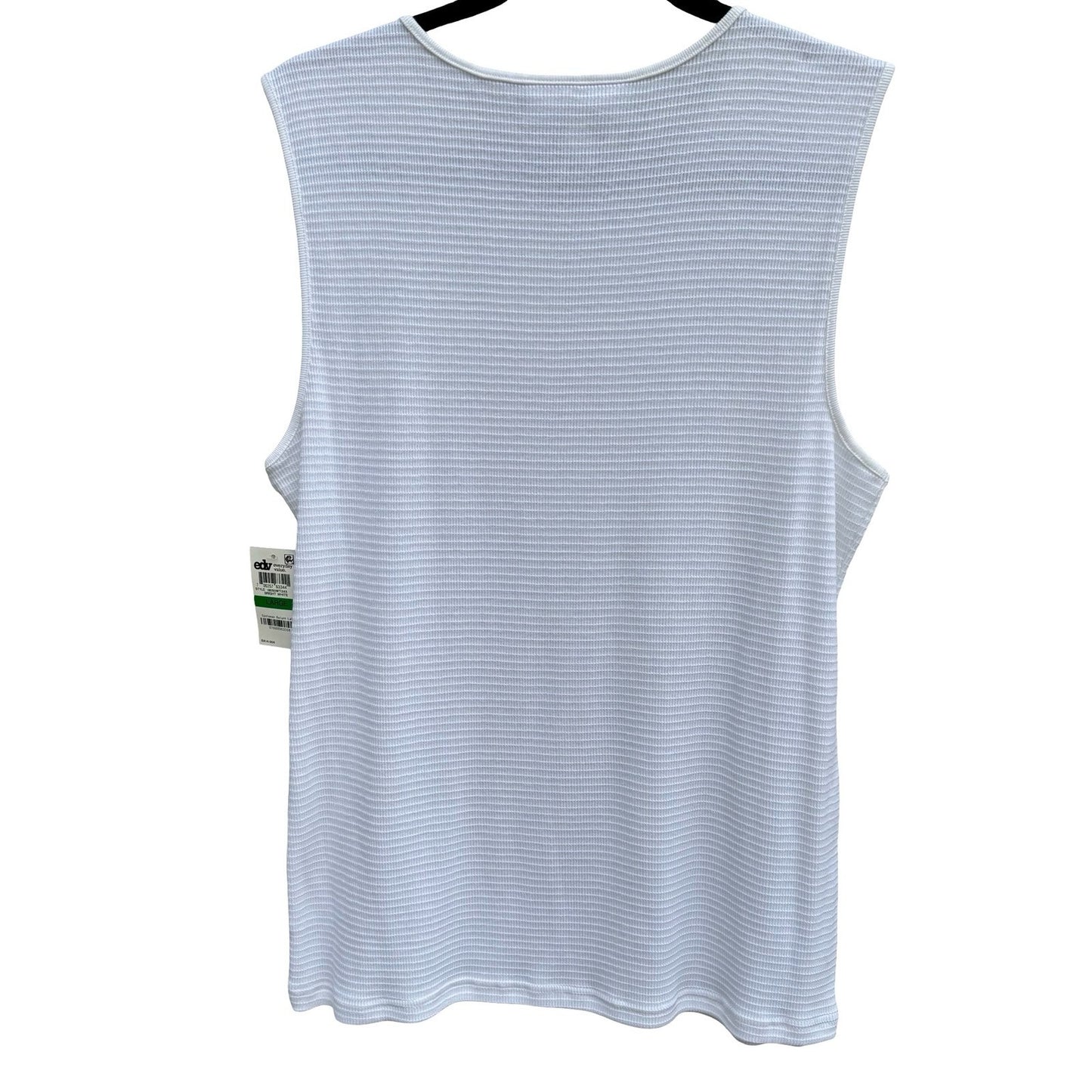 Karen Scott Womens White Textured Ribbed Sleeveless Shell Top L NEW Minimalist