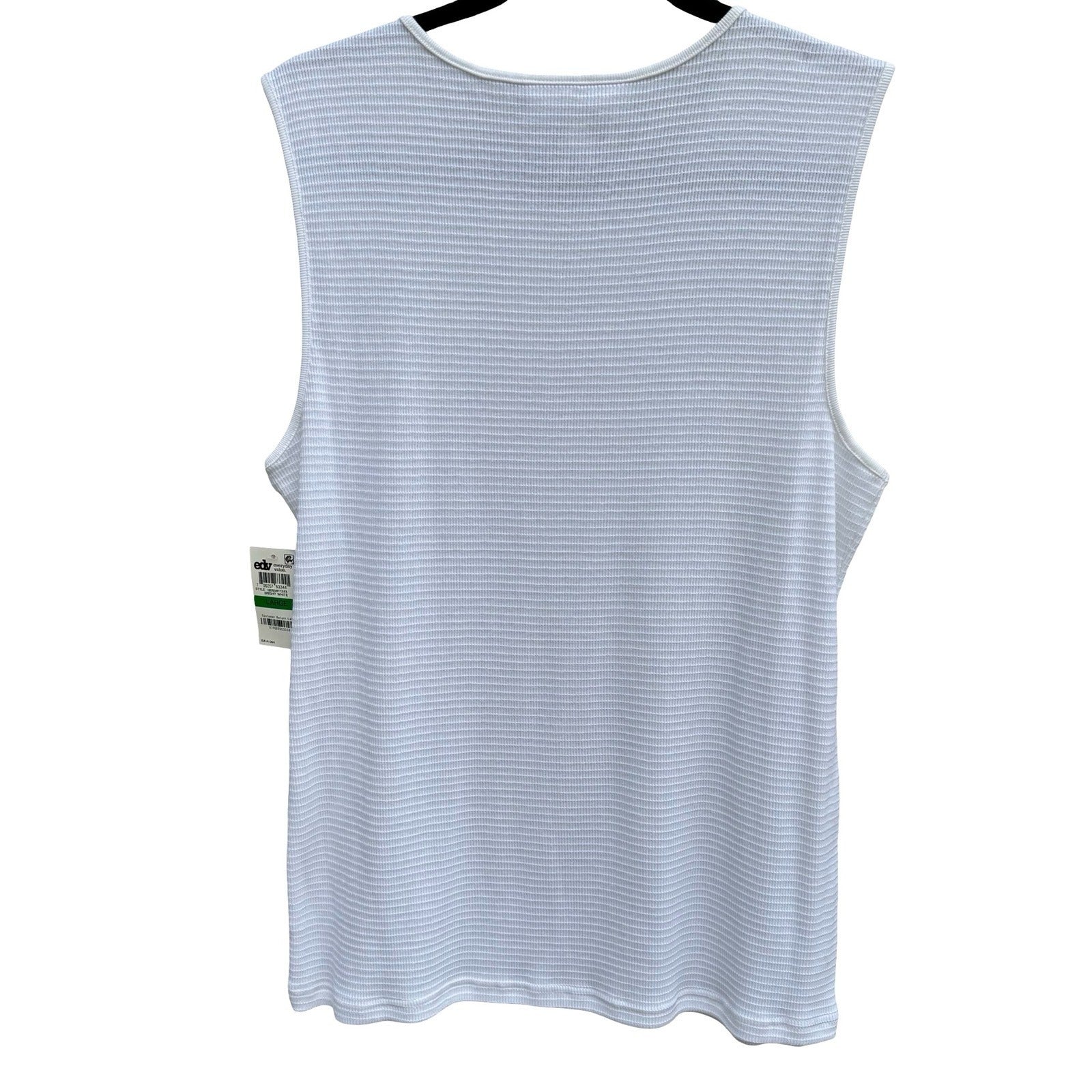 Karen Scott Womens White Textured Ribbed Sleeveless Shell Top L NEW Minimalist