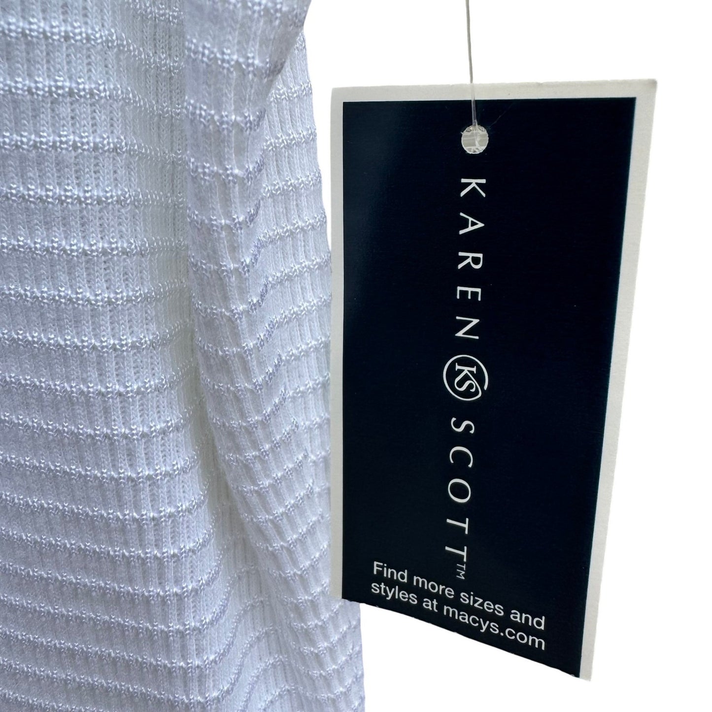 Karen Scott Womens White Textured Ribbed Sleeveless Shell Top L NEW Minimalist