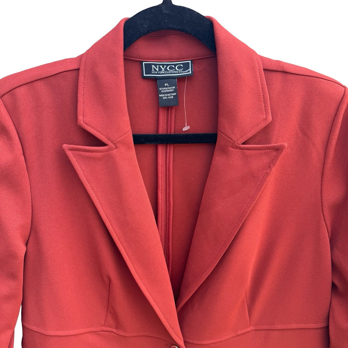 NYCC Preppy Pleated Waist Stretch Crepe Tailored Professional Blazer Red L NEW