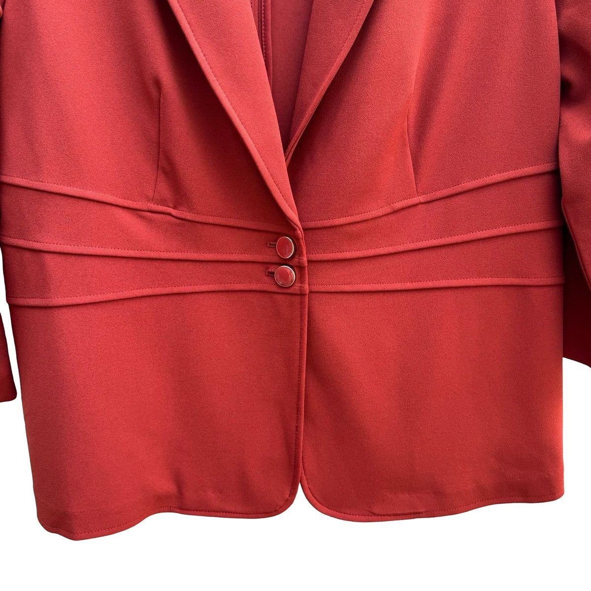 NYCC Preppy Pleated Waist Stretch Crepe Tailored Professional Blazer Red L NEW