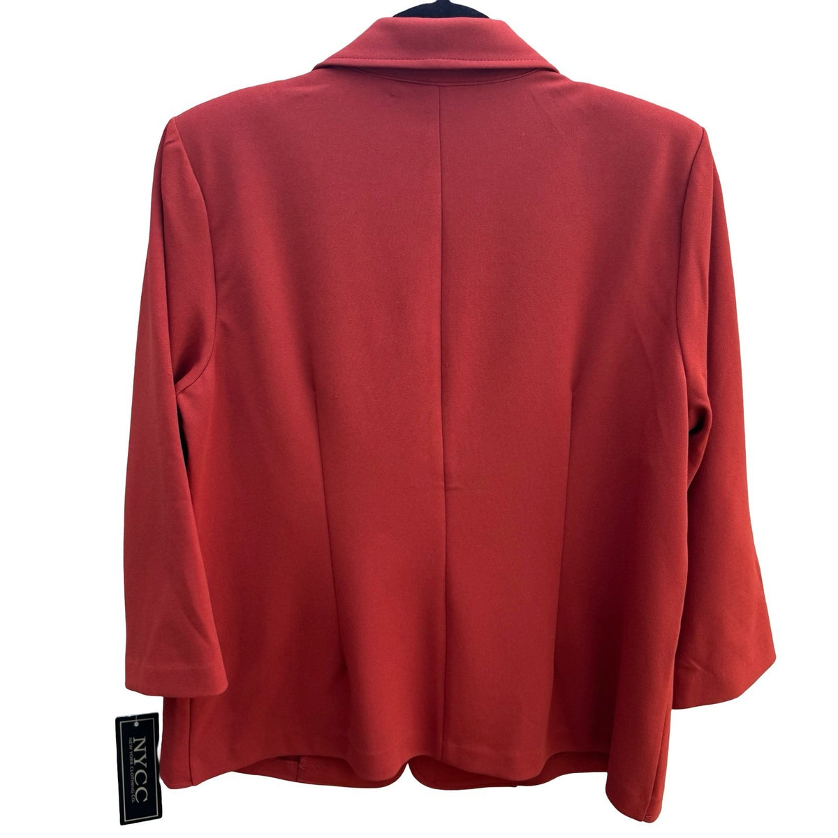 NYCC Preppy Pleated Waist Stretch Crepe Tailored Professional Blazer Red L NEW