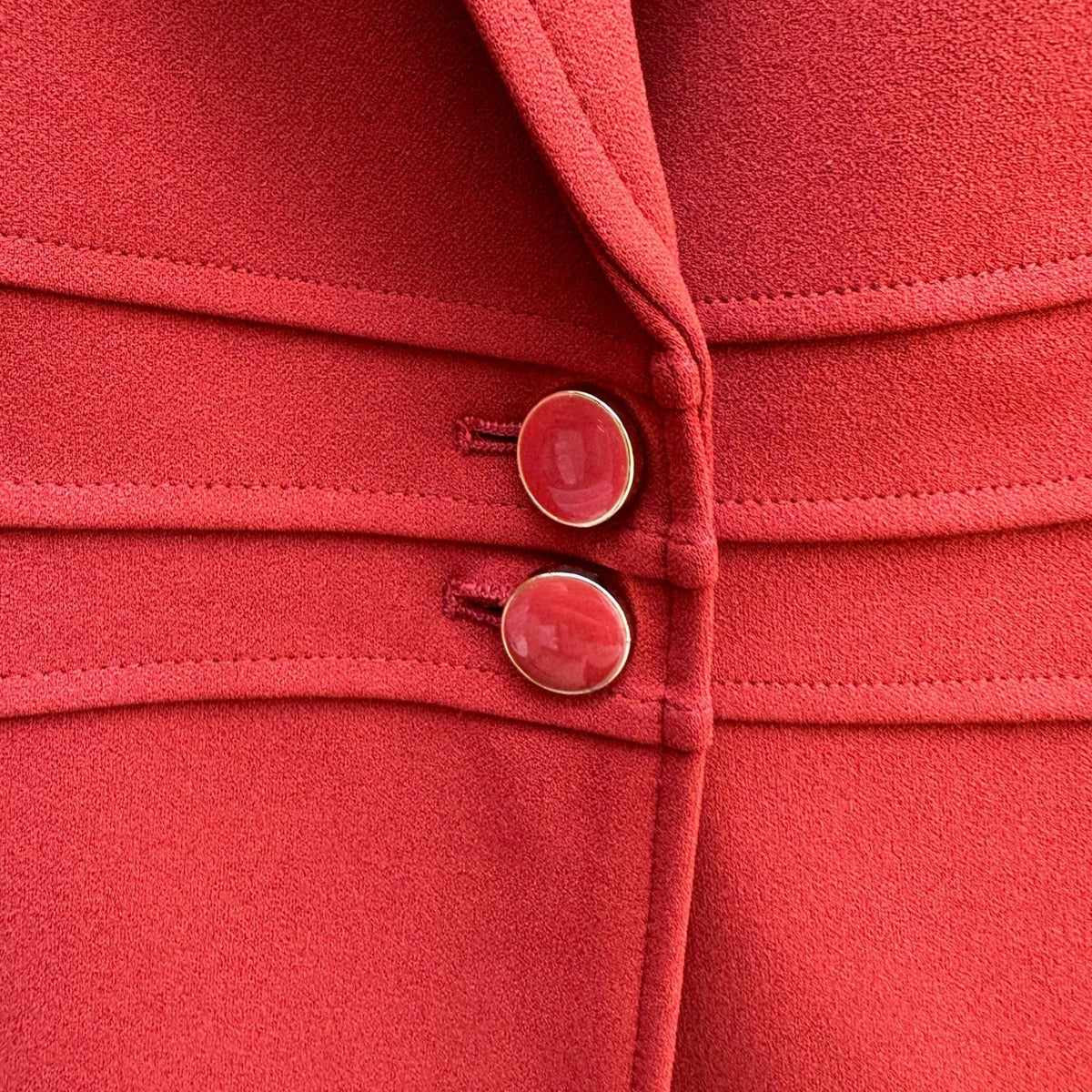 NYCC Preppy Pleated Waist Stretch Crepe Tailored Professional Blazer Red L NEW