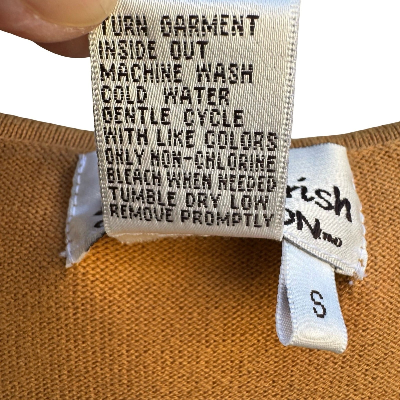 Kim Parrish Tan Cotton Knit Empire Waist Crochet Trim Top Boho Cottagecore Small