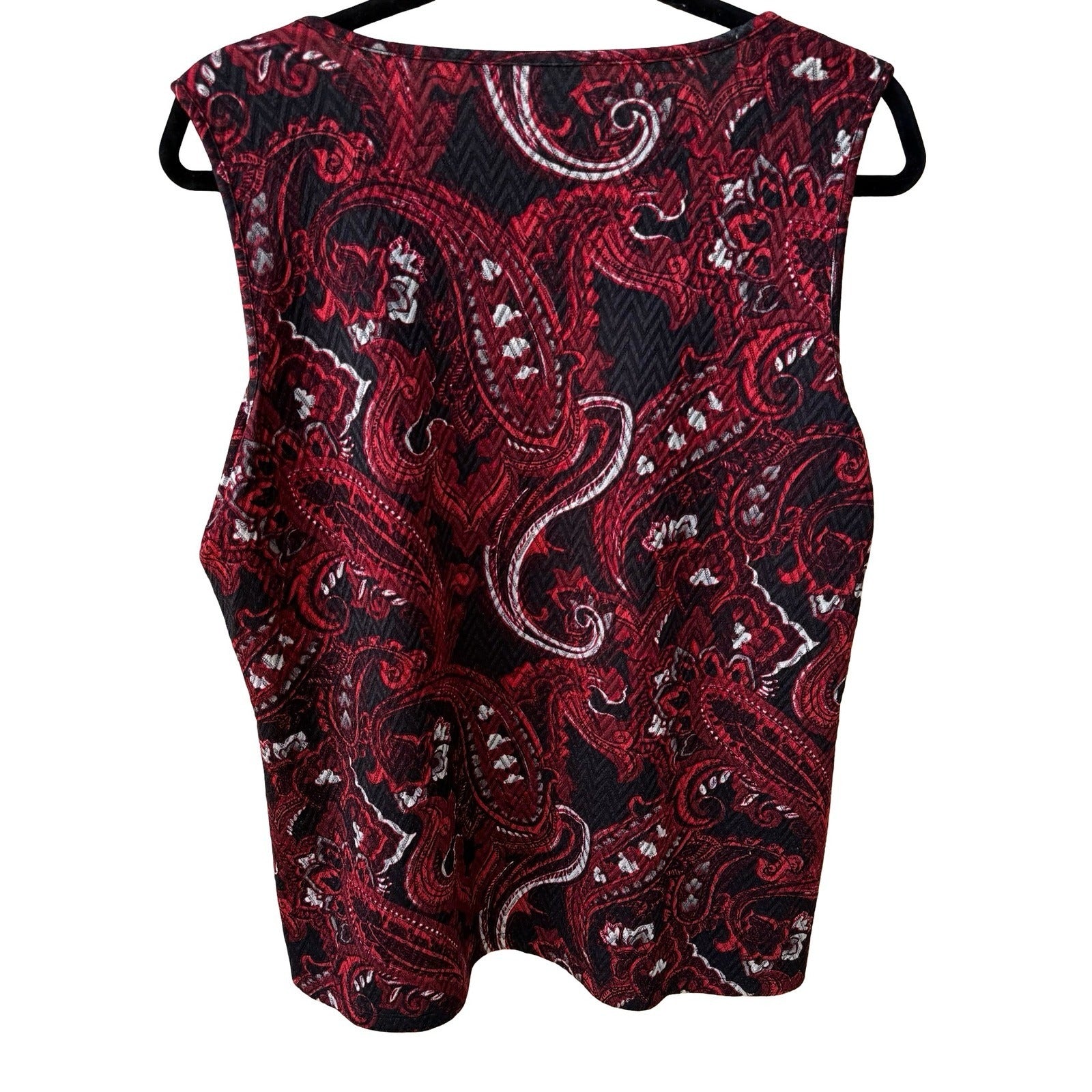 Kasper Dark Academia Corporate Goth Sleeveless Paisley Textured Shell Blouse L
