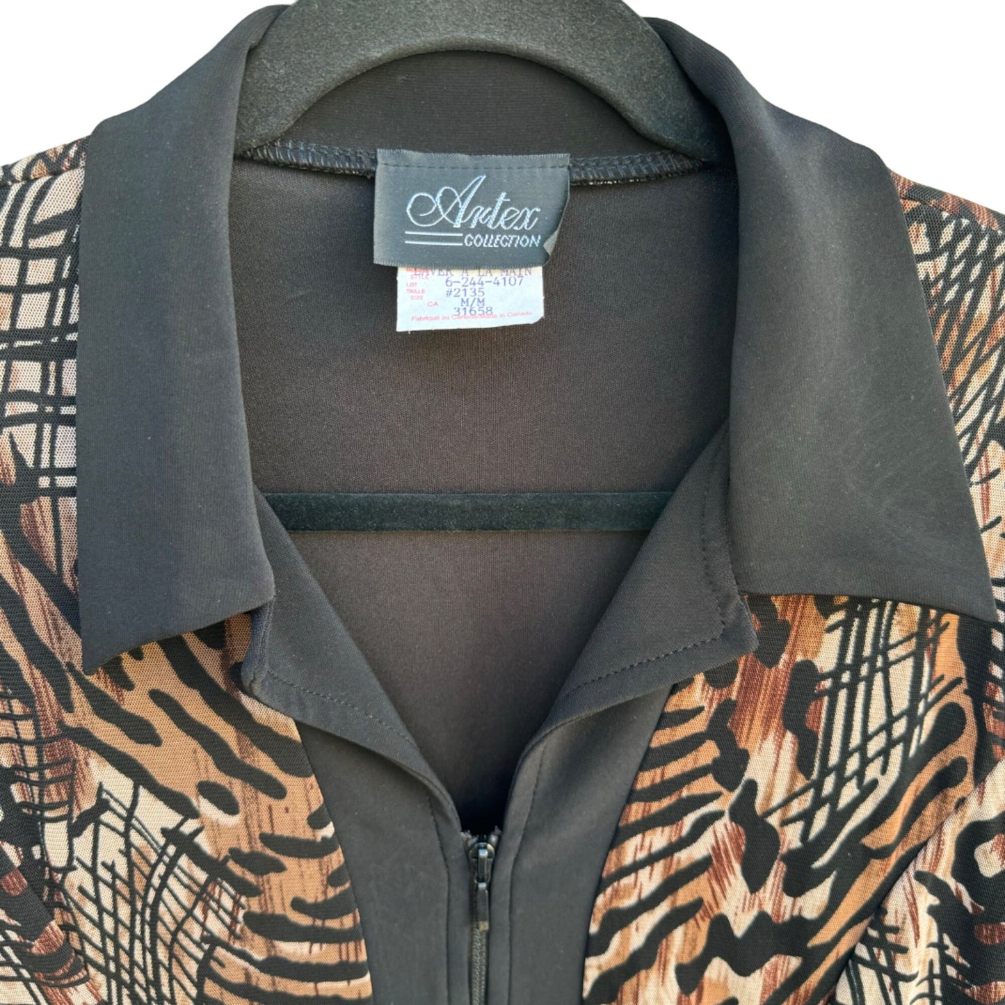 Artex Fashions Womens Zip-Front Semi Sheer Animal Print Ruched Front Jacket New