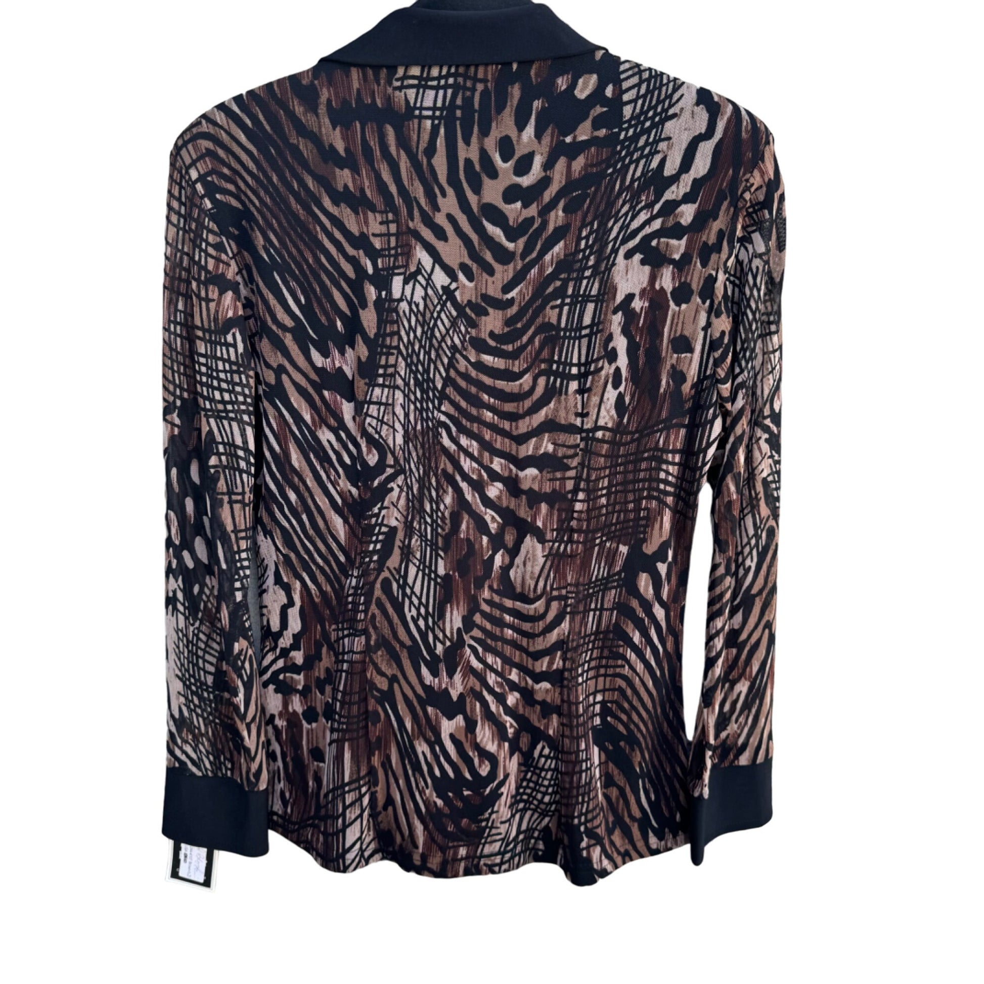 Artex Fashions Womens Zip-Front Semi Sheer Animal Print Ruched Front Jacket New