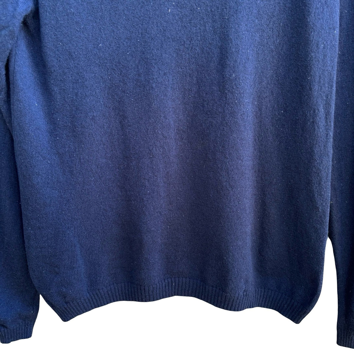 Neiman Marcus Cashmere Quiet Luxury Old Money Minimalist Crewneck Sweater Navy M