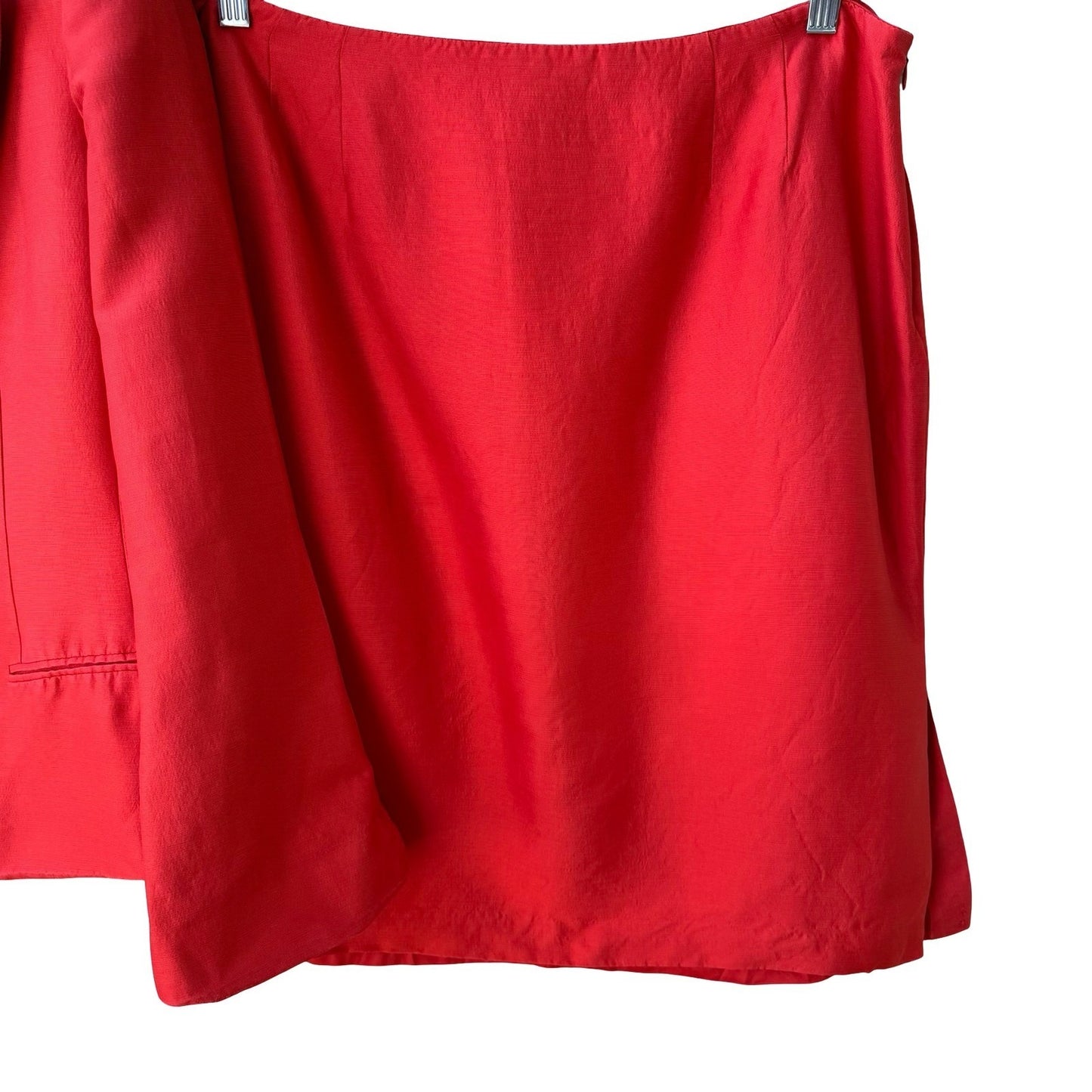 Linda Allard Ellen Tracy Tomato Red Luxury Silk Wool Skirt Power Suit 14/16