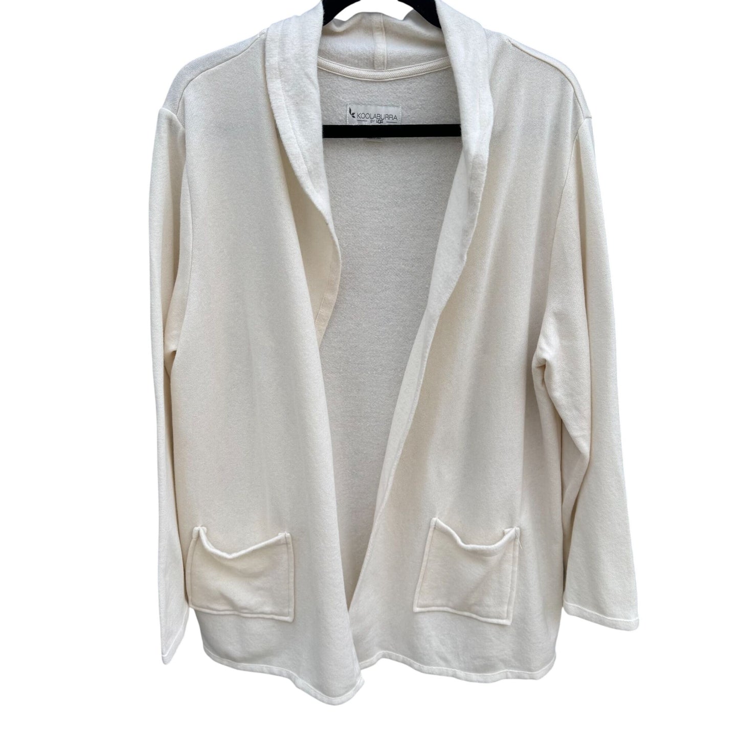 Koolaburra UGG Womens Open Front Fleece Sherpa Cardigan Jacket Minimalist Cream L