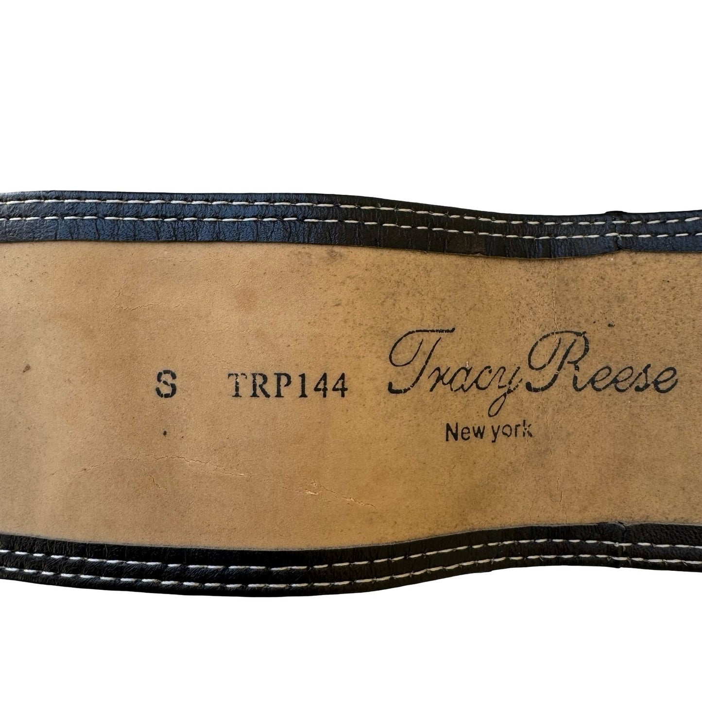 Tracy Reese Y2K Designer Edgy Boho Black Leather Wide Belt Orbital Buckle S