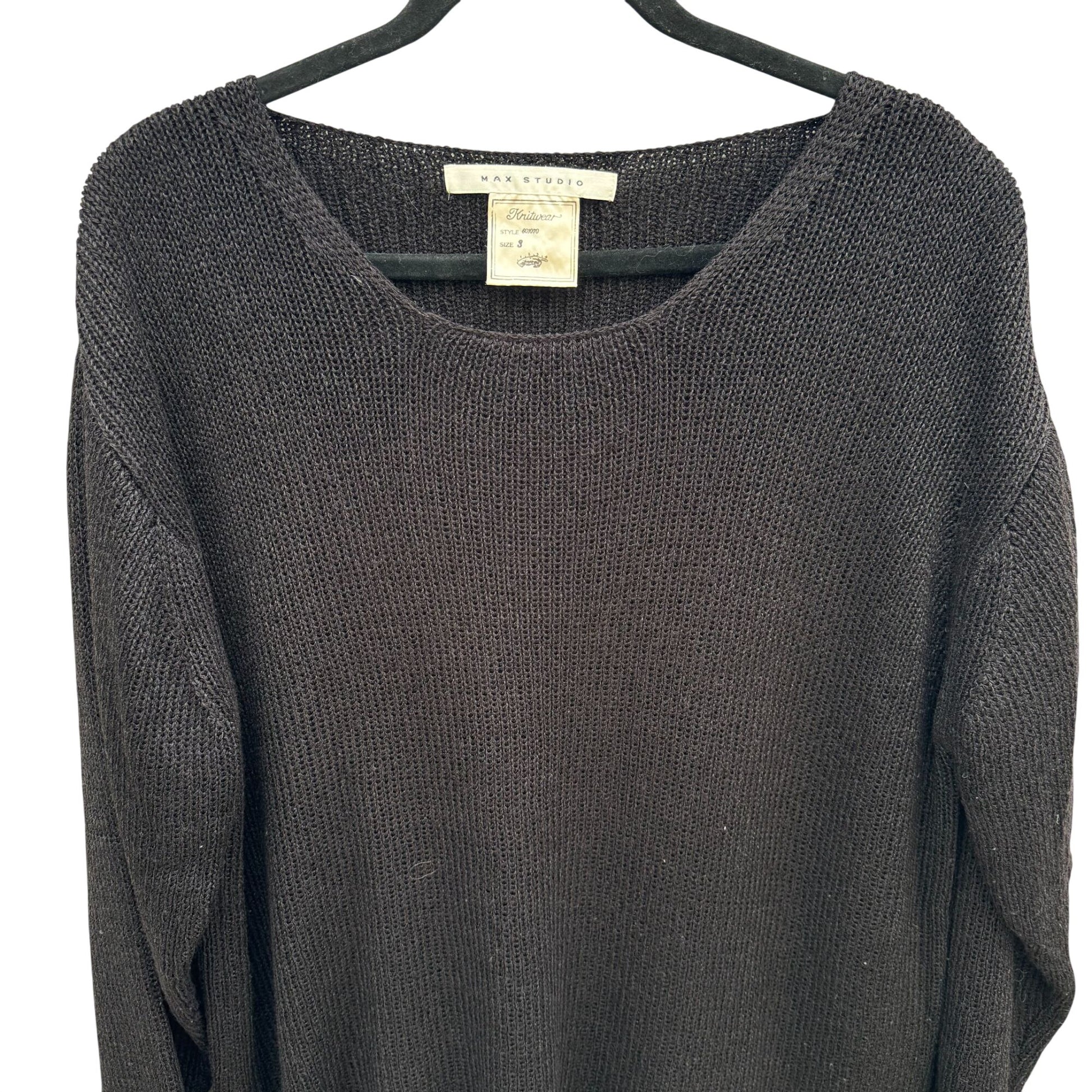 Max Studio Knitwear Womens Black Heavy Knit Pullover Tunic Sweater Minimalist XL