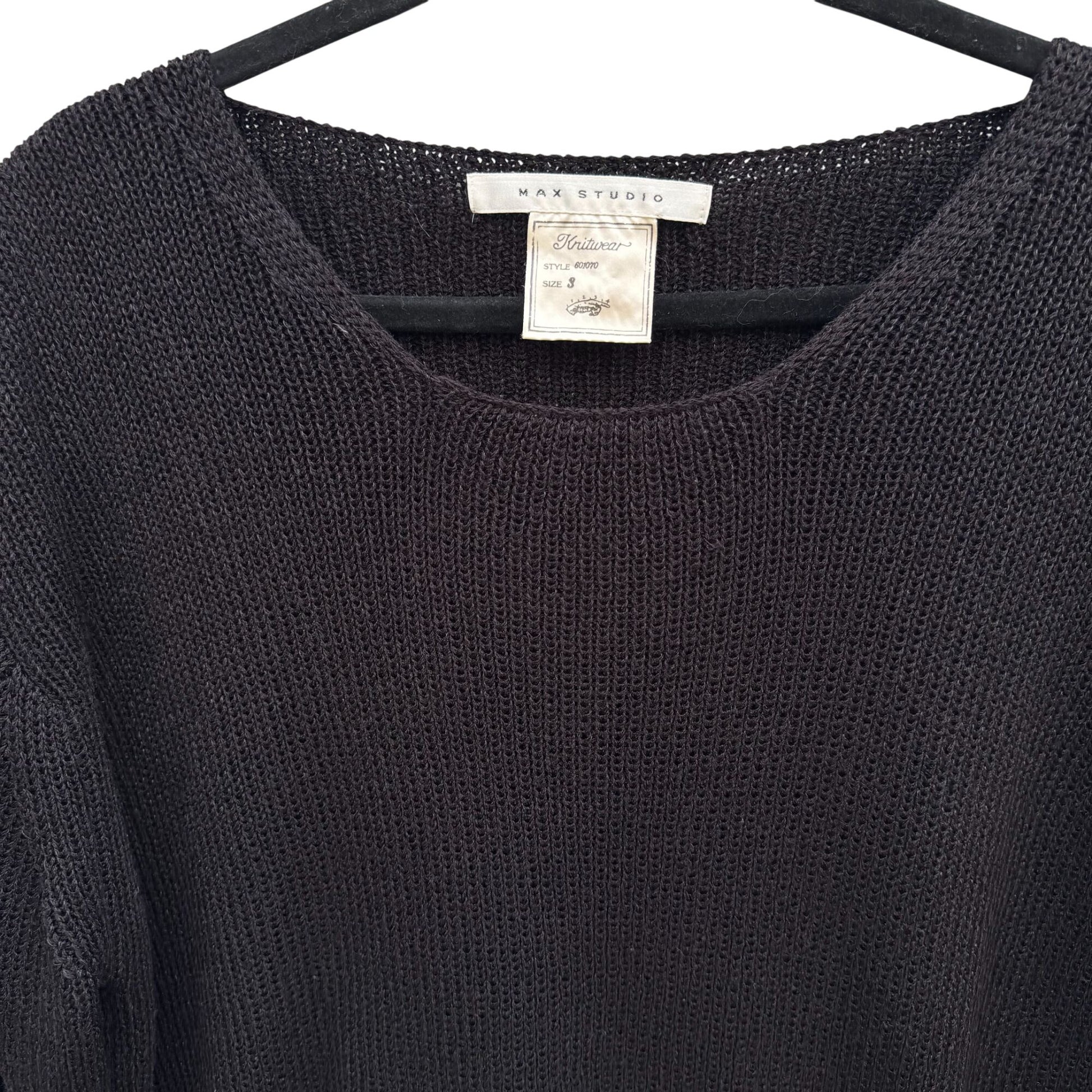 Max Studio Knitwear Womens Black Heavy Knit Pullover Tunic Sweater Minimalist XL