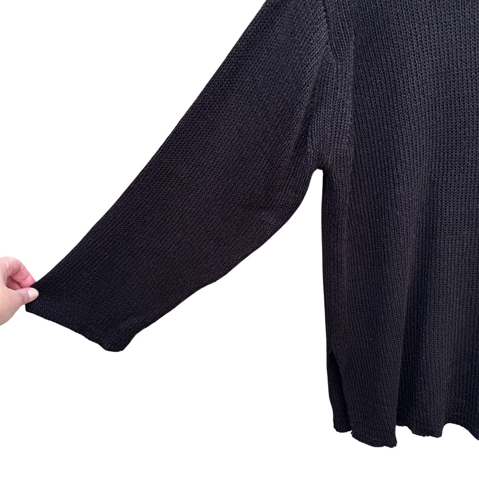 Max Studio Knitwear Womens Black Heavy Knit Pullover Tunic Sweater Minimalist XL