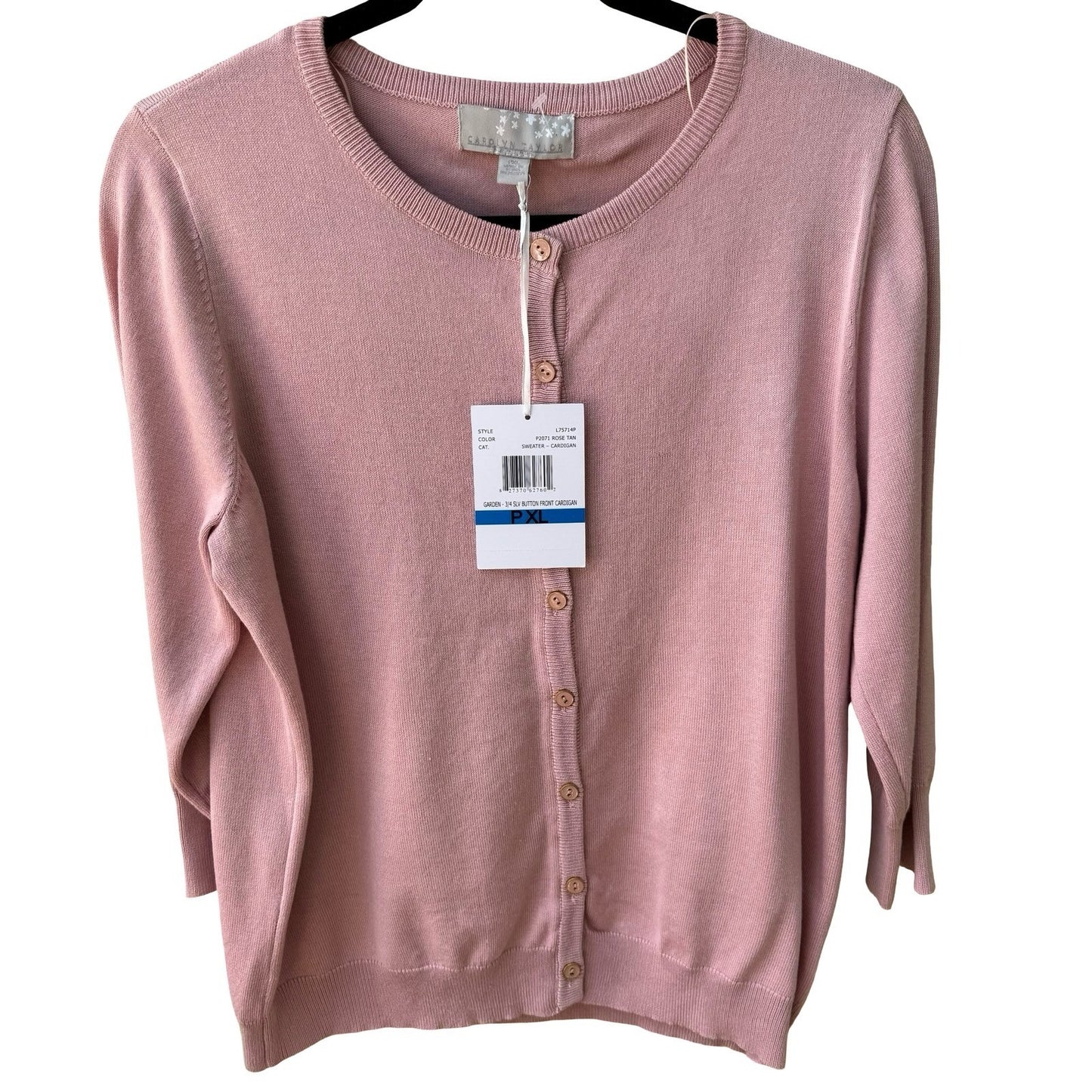 Carolyn Taylor Feminine Grannycore Layer 3/4 Sleeve Cardigan Pastel Pink PXL NEW