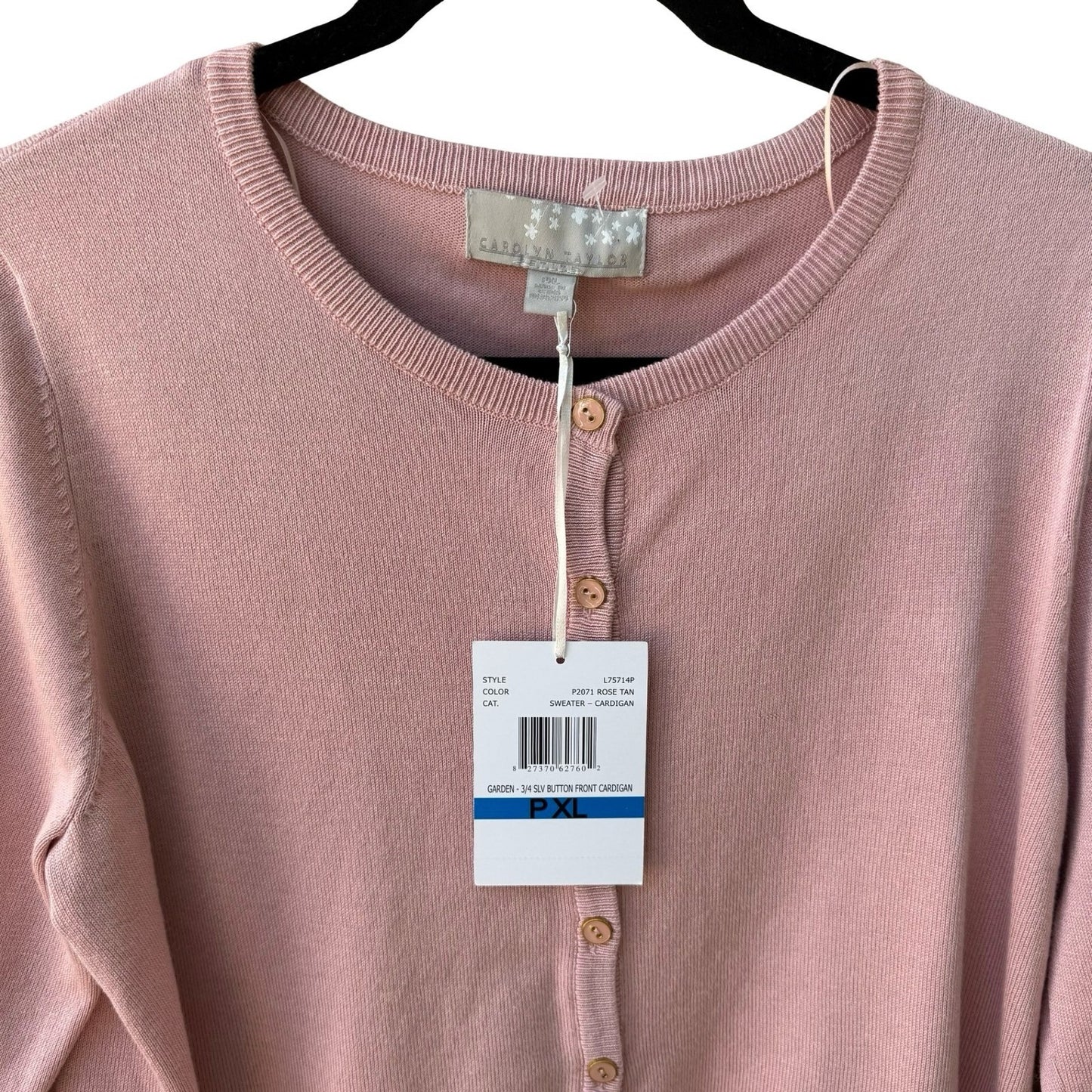 Carolyn Taylor Feminine Grannycore Layer 3/4 Sleeve Cardigan Pastel Pink PXL NEW