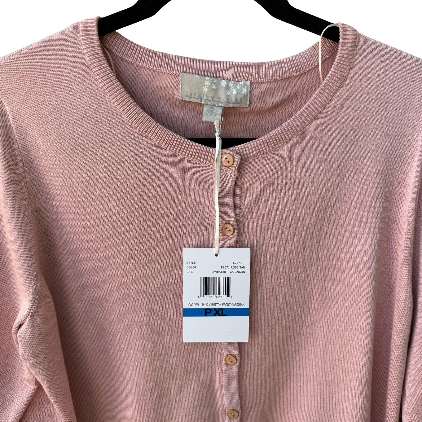 Carolyn Taylor Feminine Grannycore Layer 3/4 Sleeve Cardigan Pastel Pink PXL NEW