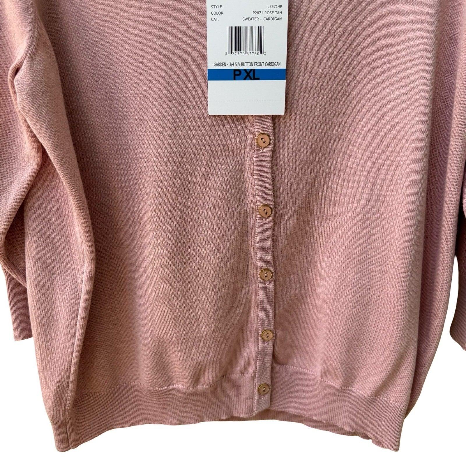 Carolyn Taylor Feminine Grannycore Layer 3/4 Sleeve Cardigan Pastel Pink PXL NEW